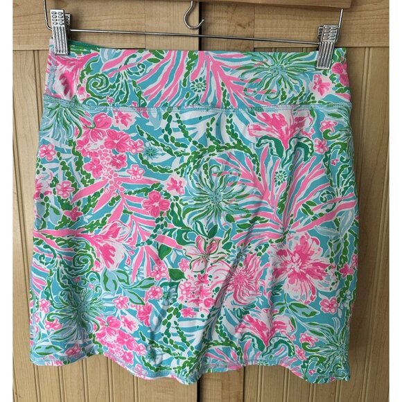 Lilly Pulitzer Luxletic Reid Short Leaf it Wild Golf Skirt Blue Size XS $108 - Picture 2 of 3